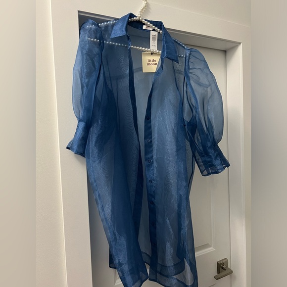 Womens Little Moon sheer blue organza dress from Aritzia - size 10 - NWT - Picture 5 of 16